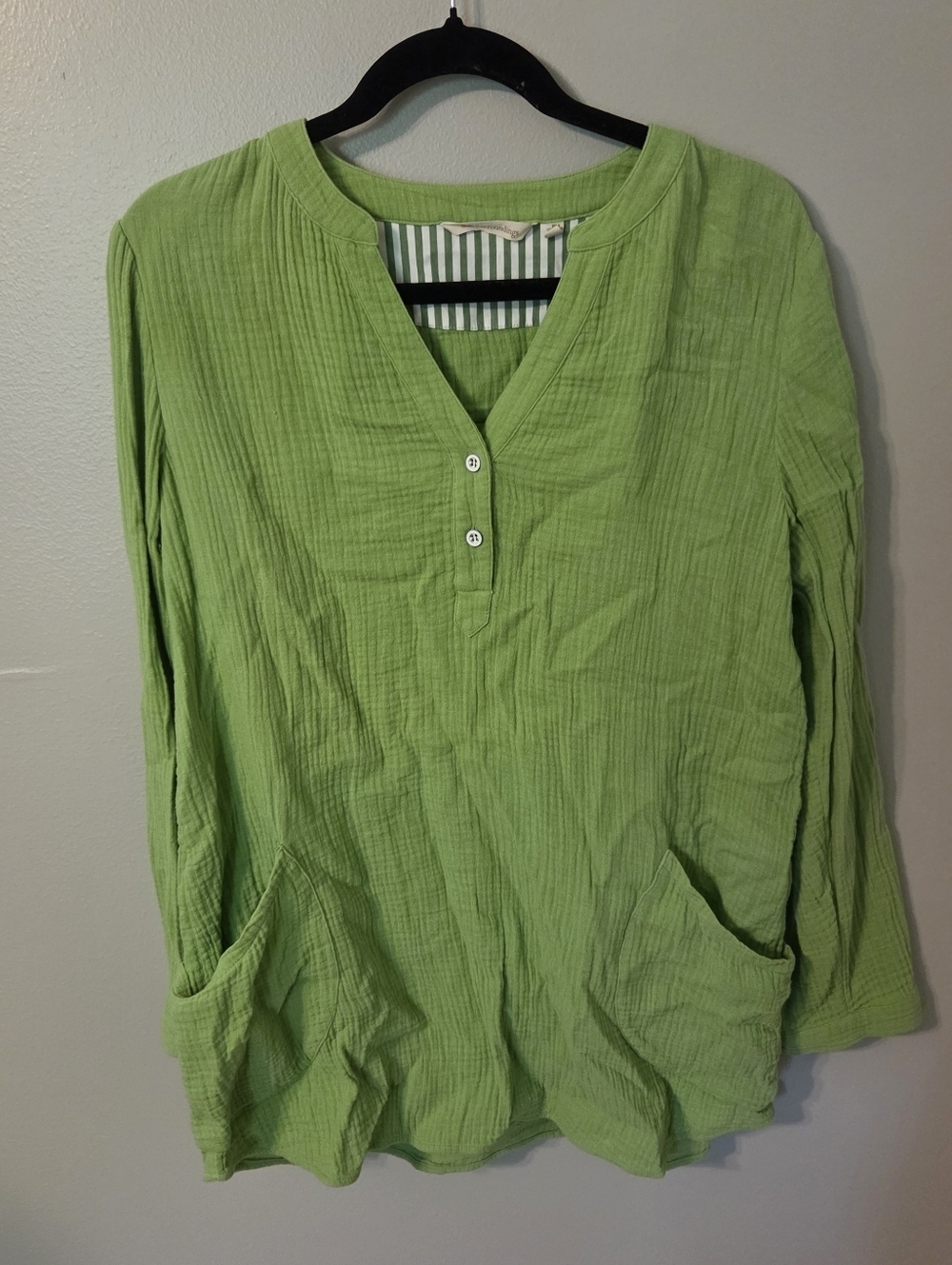 Soft Surroundings Womens Green Gauze Tunic Shirt ResortWear Sz M - Picture 4 of 7